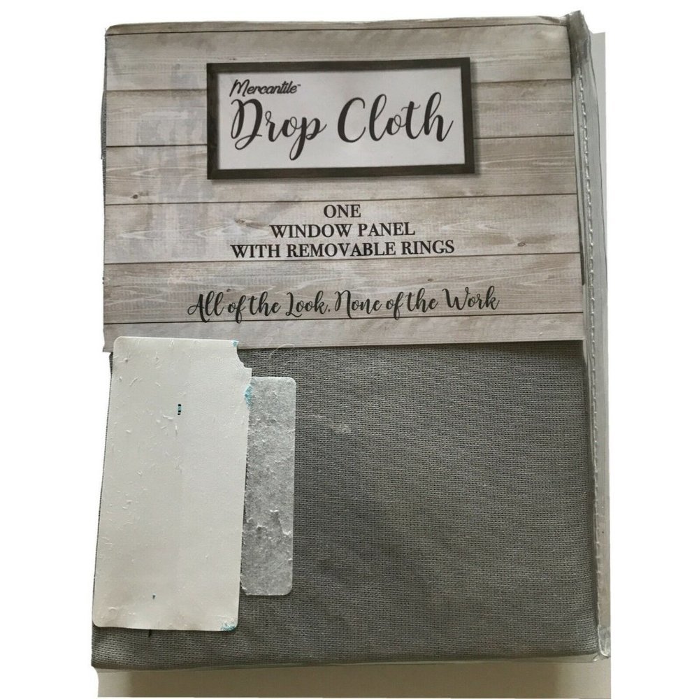 Mercantile Drop Cloth Curtain Panel 50” X 63”Inches Gray 100% Cotton NEW‎